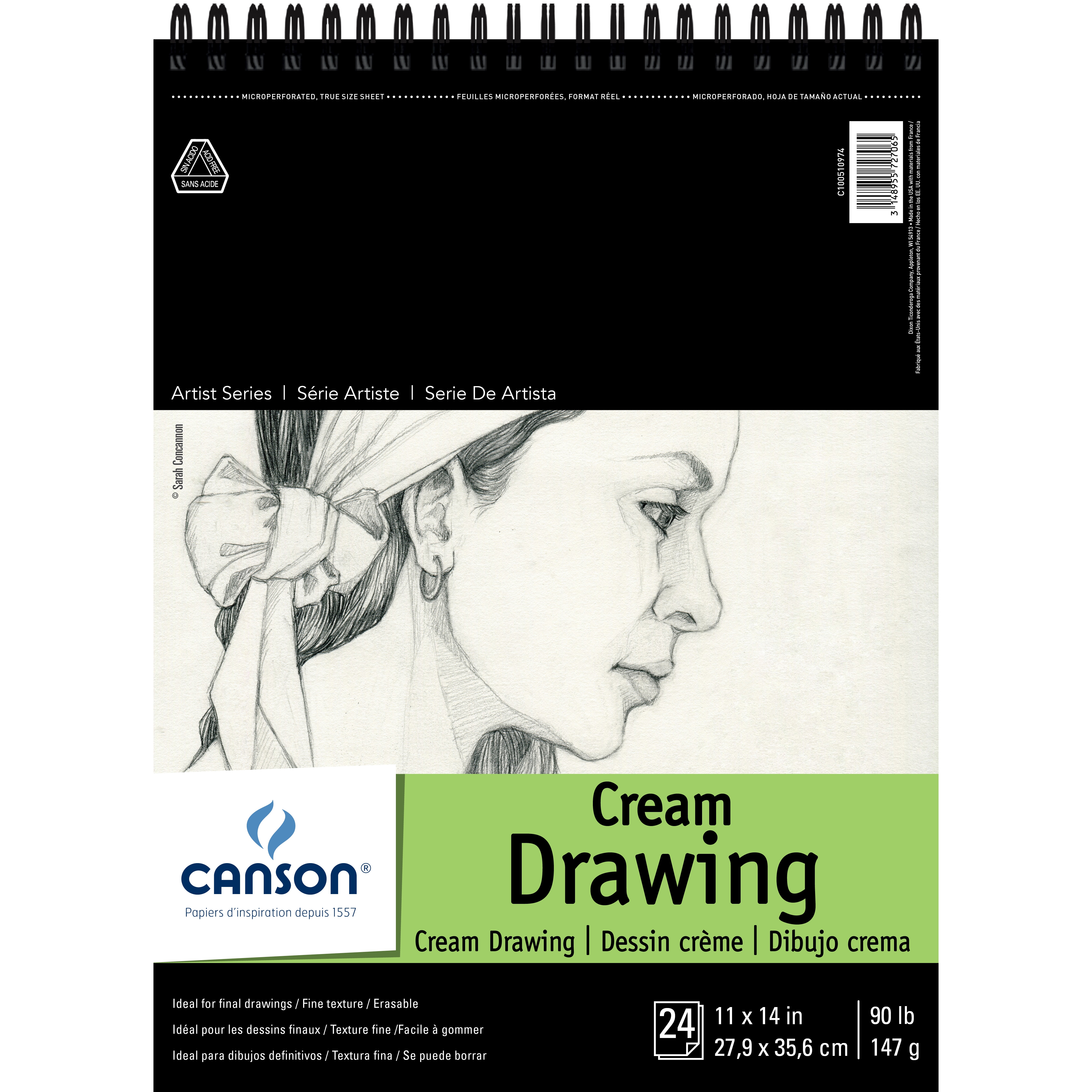 Canson Artist Series Classic Cream Drawing Pad 11in x 14in 24 Sheets/Pad