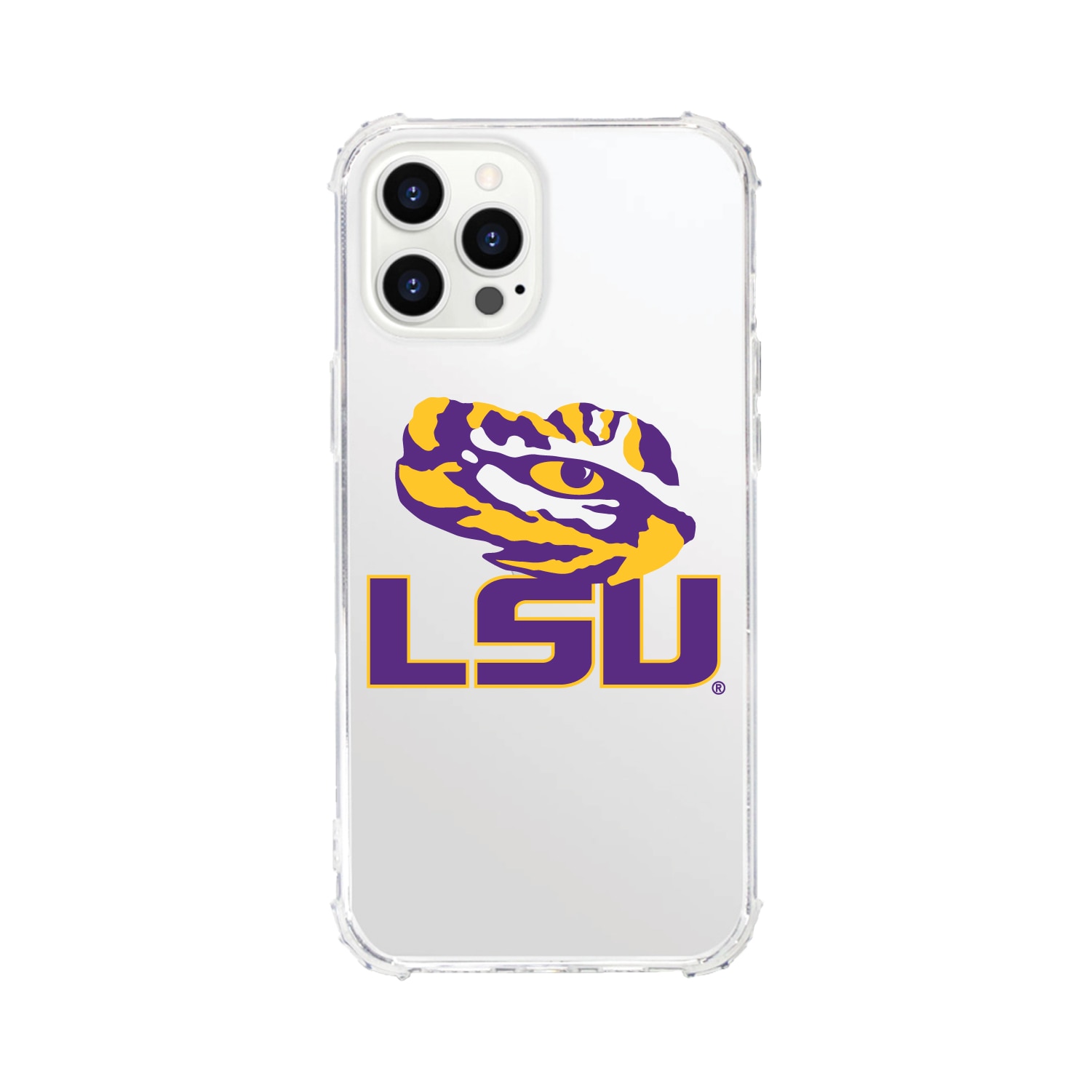 Louisiana State University-Clear Tough Edge Phone Case, Classic - iPhone 15 Plus