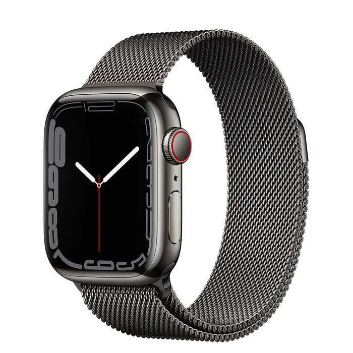 Apple Watch Series 7 GPS + Cellular, 41mm Graphite Stainless Steel Case  with Graphite Milanese Loop