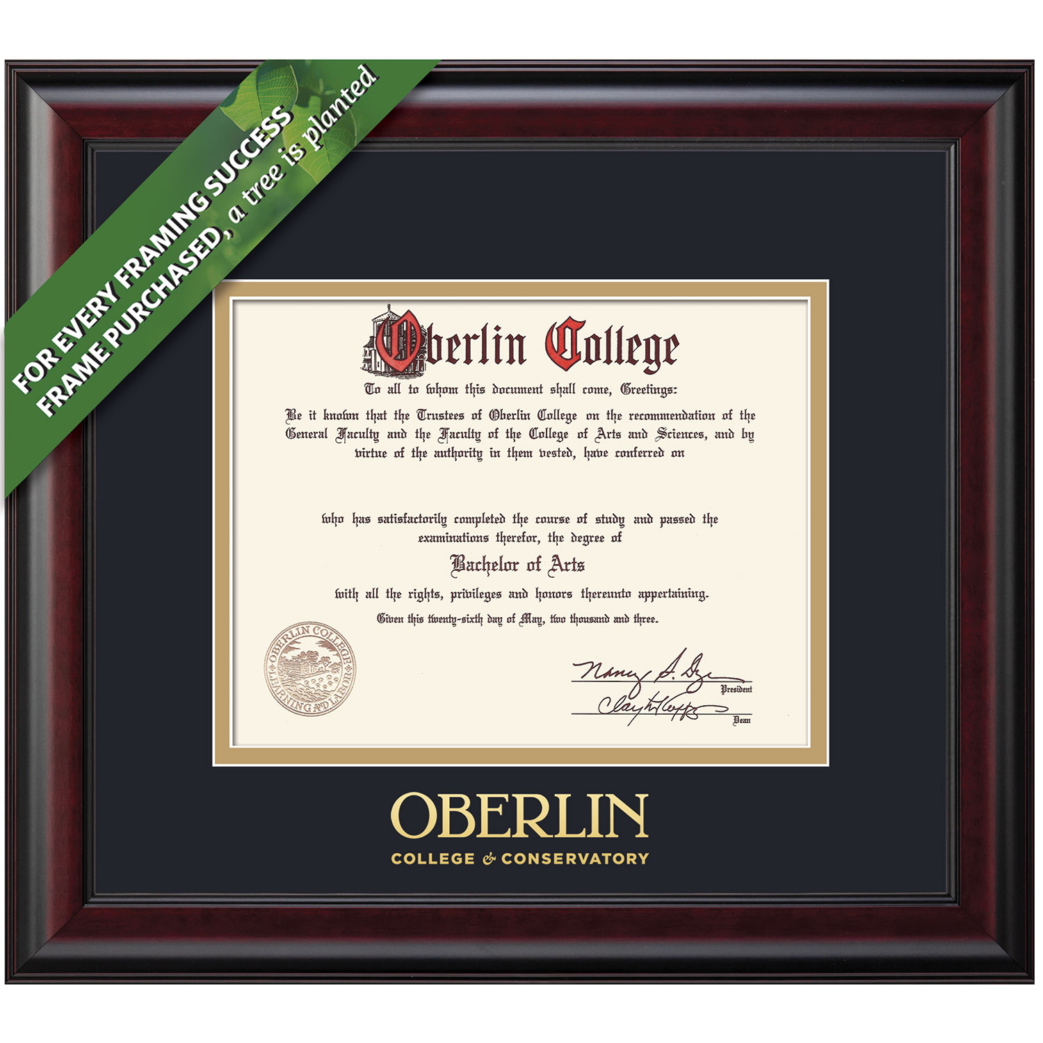 Framing Success 6 x 8 Classic Gold Embossed School Name Bachelors Conservatory Diploma Frame