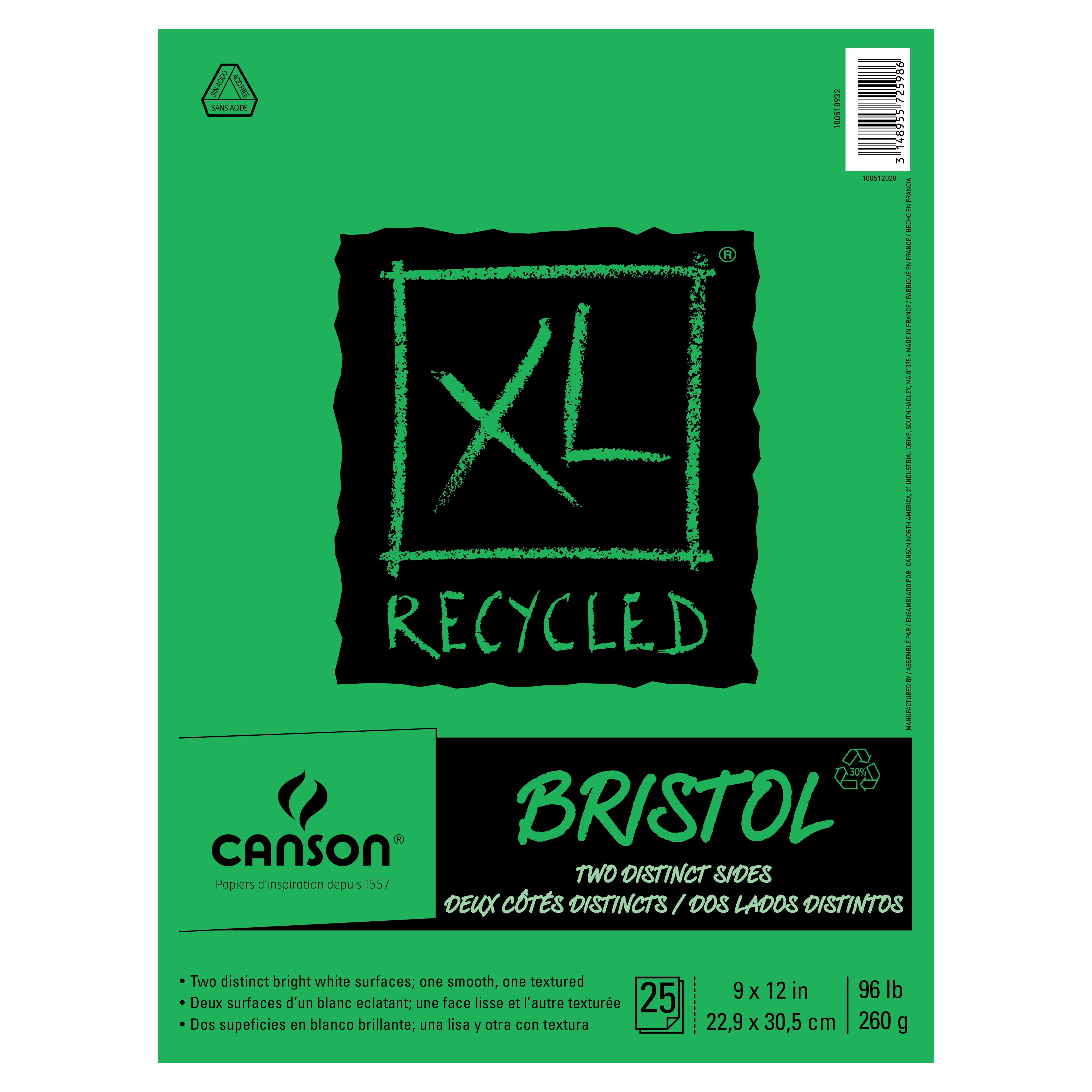 Canson XL Recycled Bristol Pad, 25 Sheets, 9" x 12"