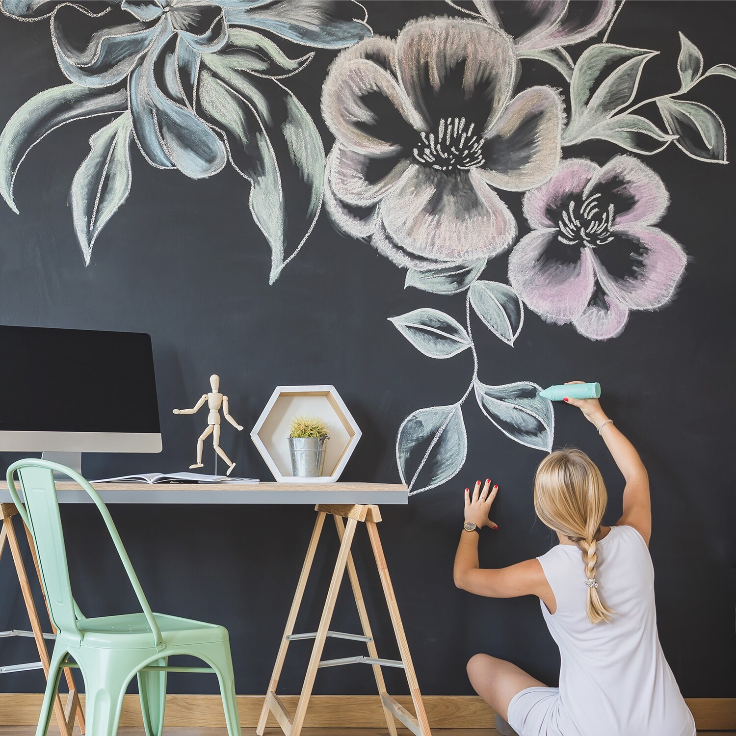 RoomMates Chalkboard Peel and Stick Wallpaper