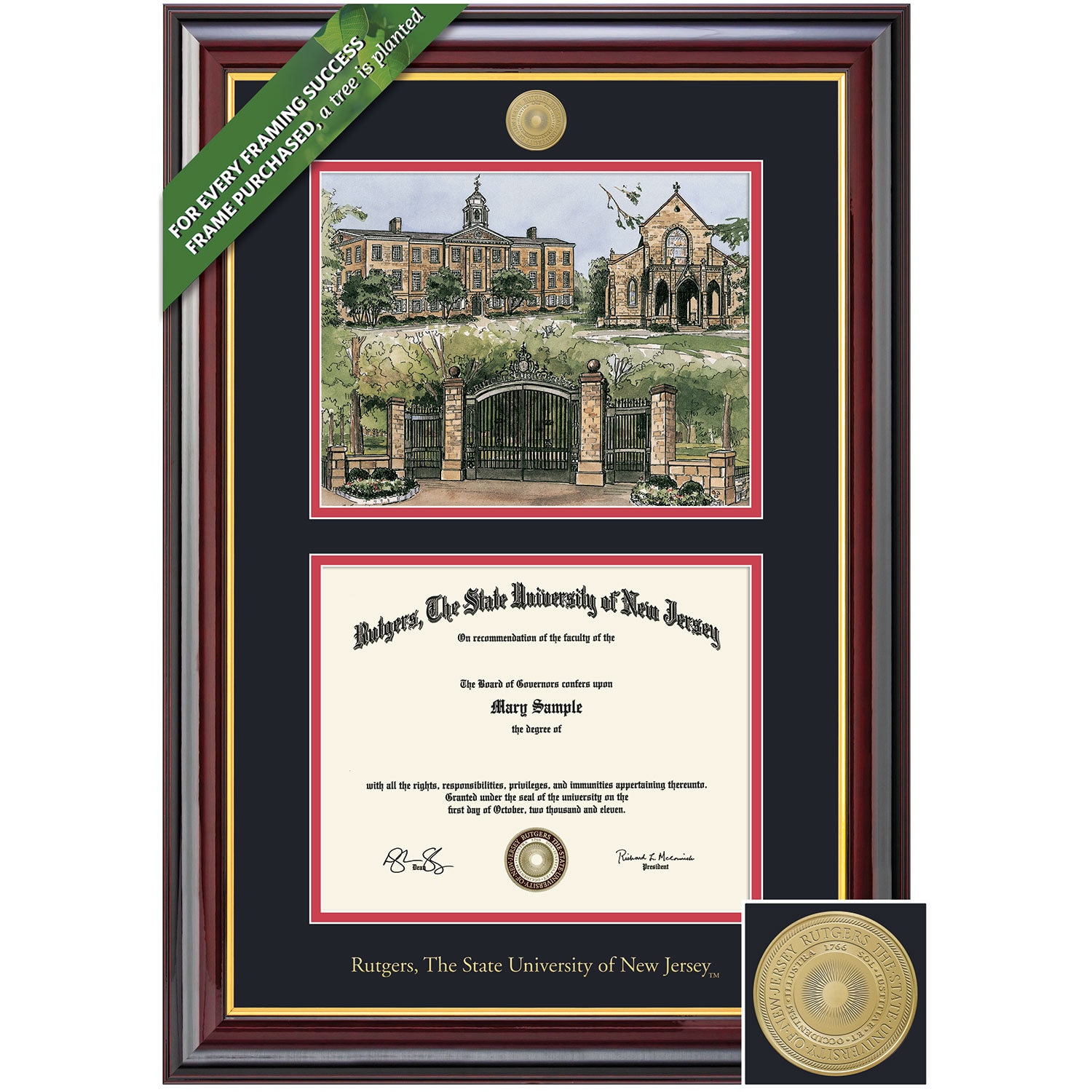 Framing Success 8.5 x 11 Windsor Gold Medallion Bachelors, Masters Diploma/Litho Frame