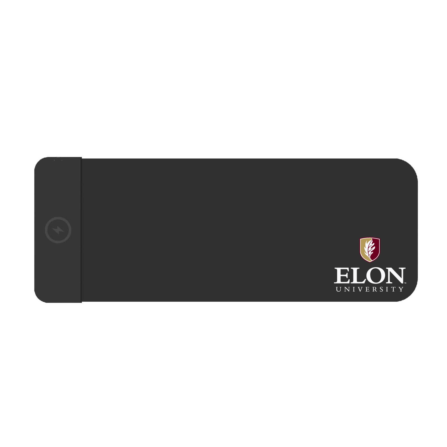 Elon University Cloth Wireless Charging Desk Mat, Black, Classic V1