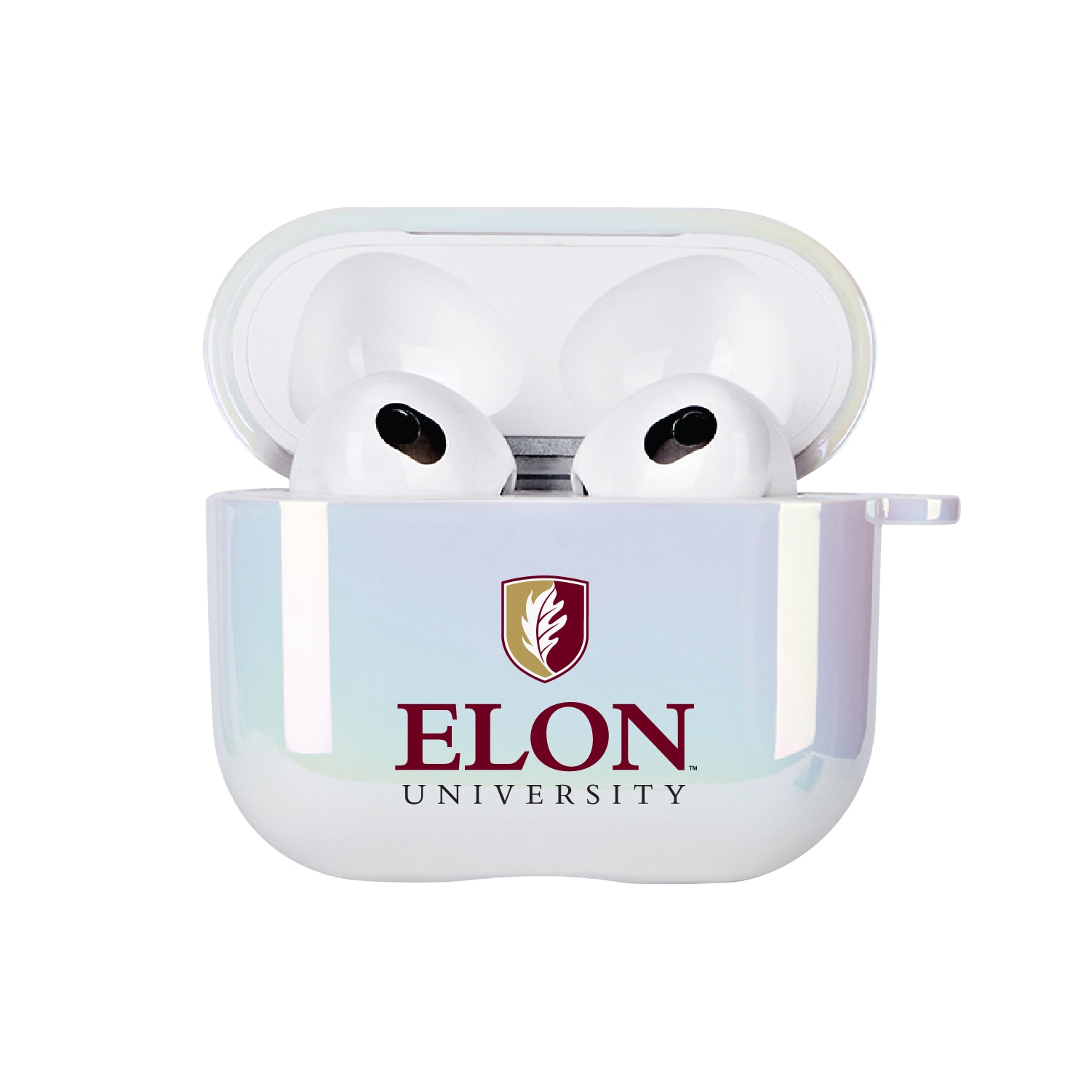 Elon University - Airpod 3rd Gen Case (TPU), Iridescent White, Classic V1