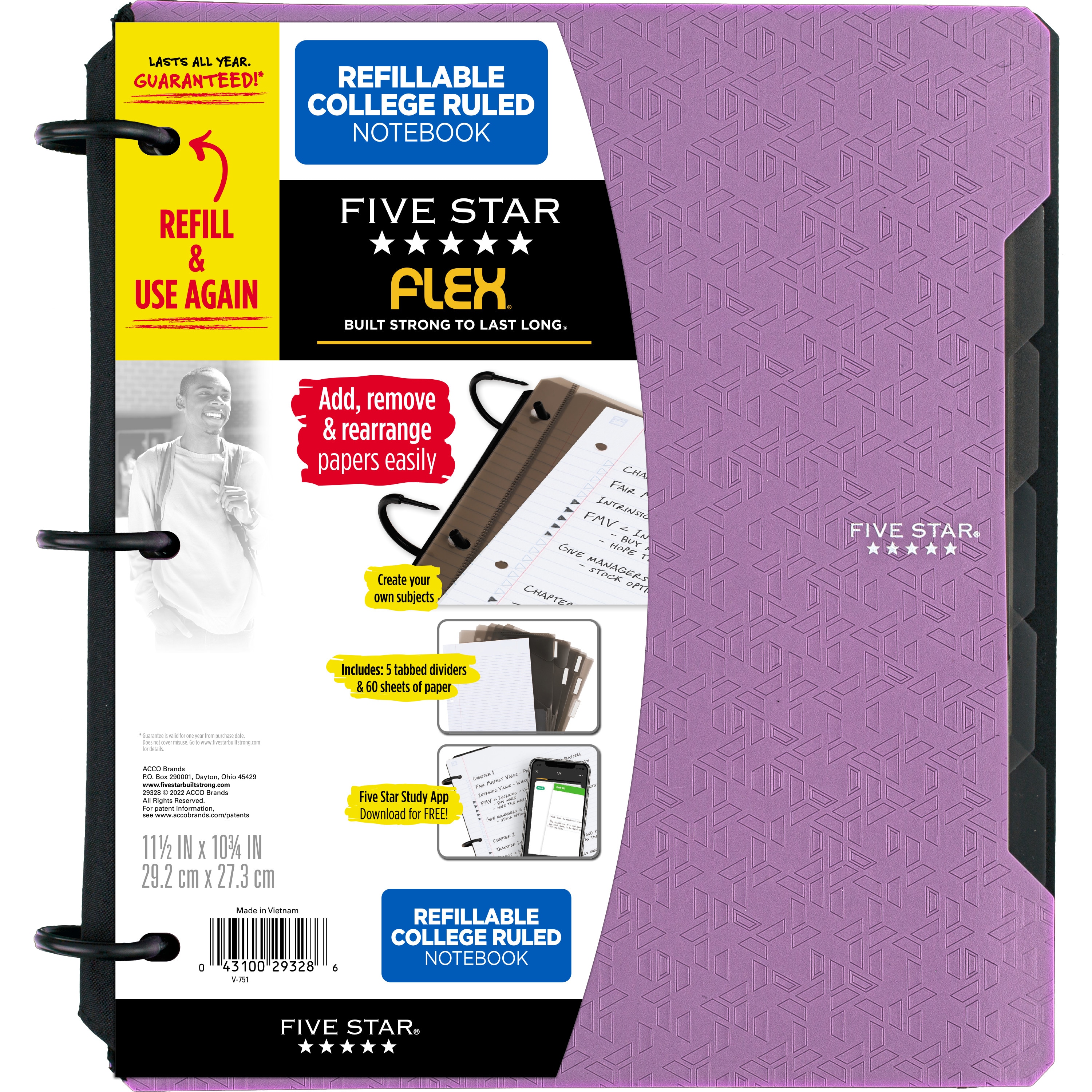  Five Star Flex Hybrid NoteBinder, 1 Inch Ring Binder