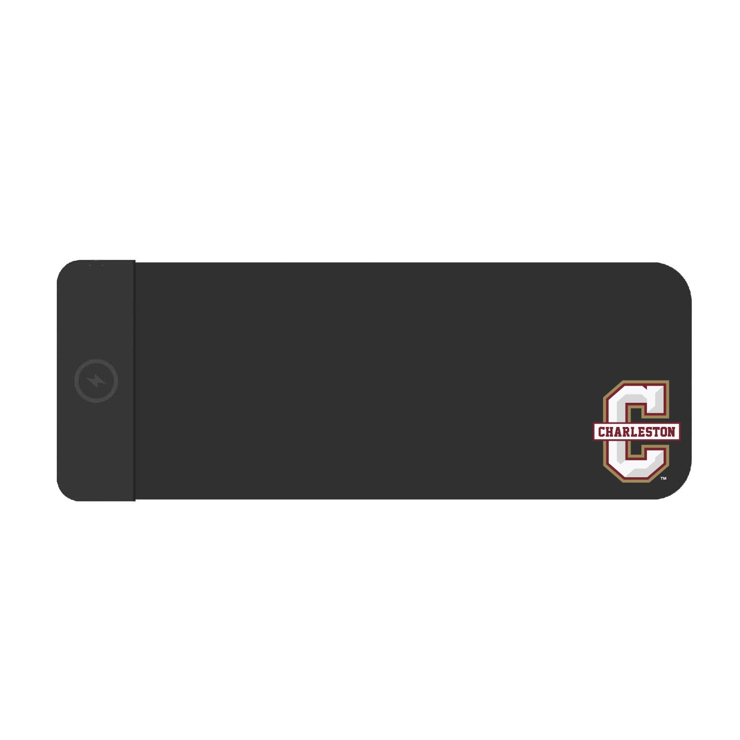 College of Charleston Cloth Wireless Charging Desk Mat, Black, Classic V1