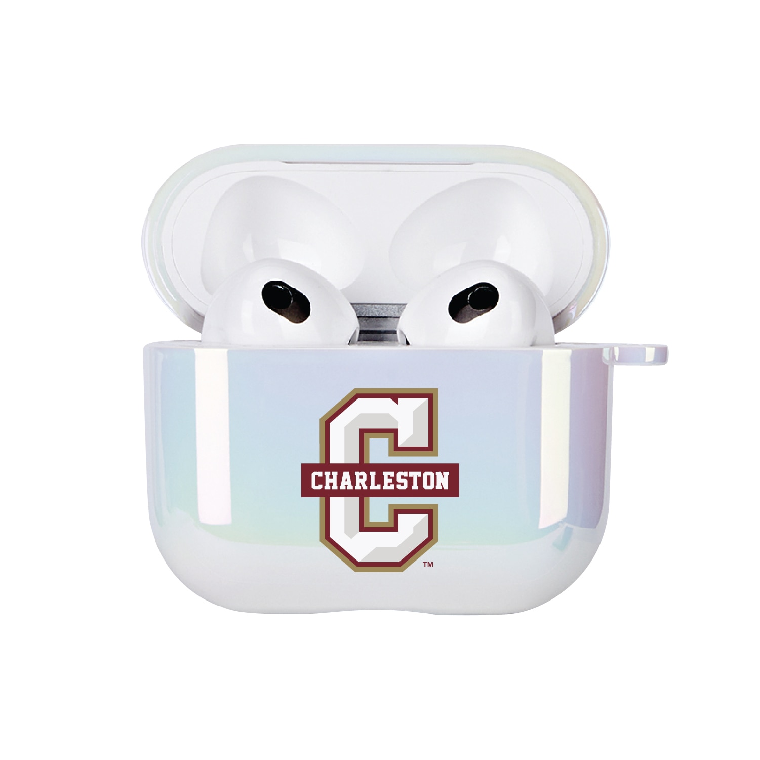 College of Charleston - Airpod 3rd Gen Case (TPU), Iridescent White, Classic V1