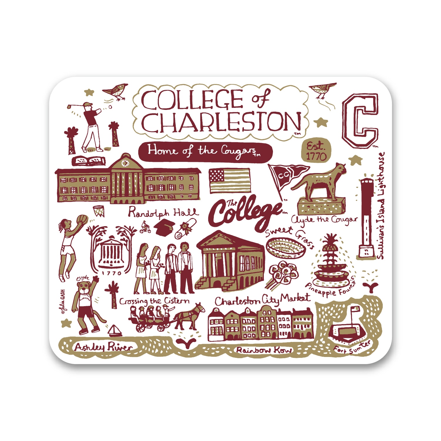 College of Charleston, White Mousepad, Julia Gash Cityscape