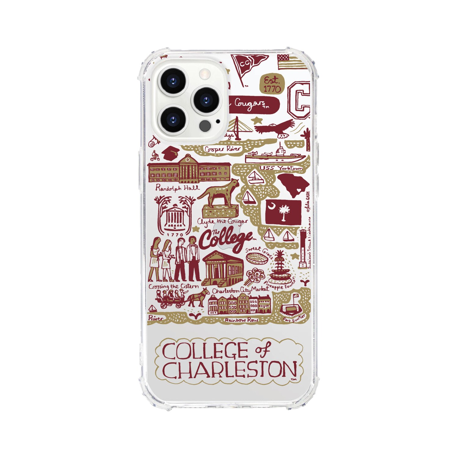 College of Charleston- Clear Tough Edge Phone Case, Julia Gash - iPhone 15