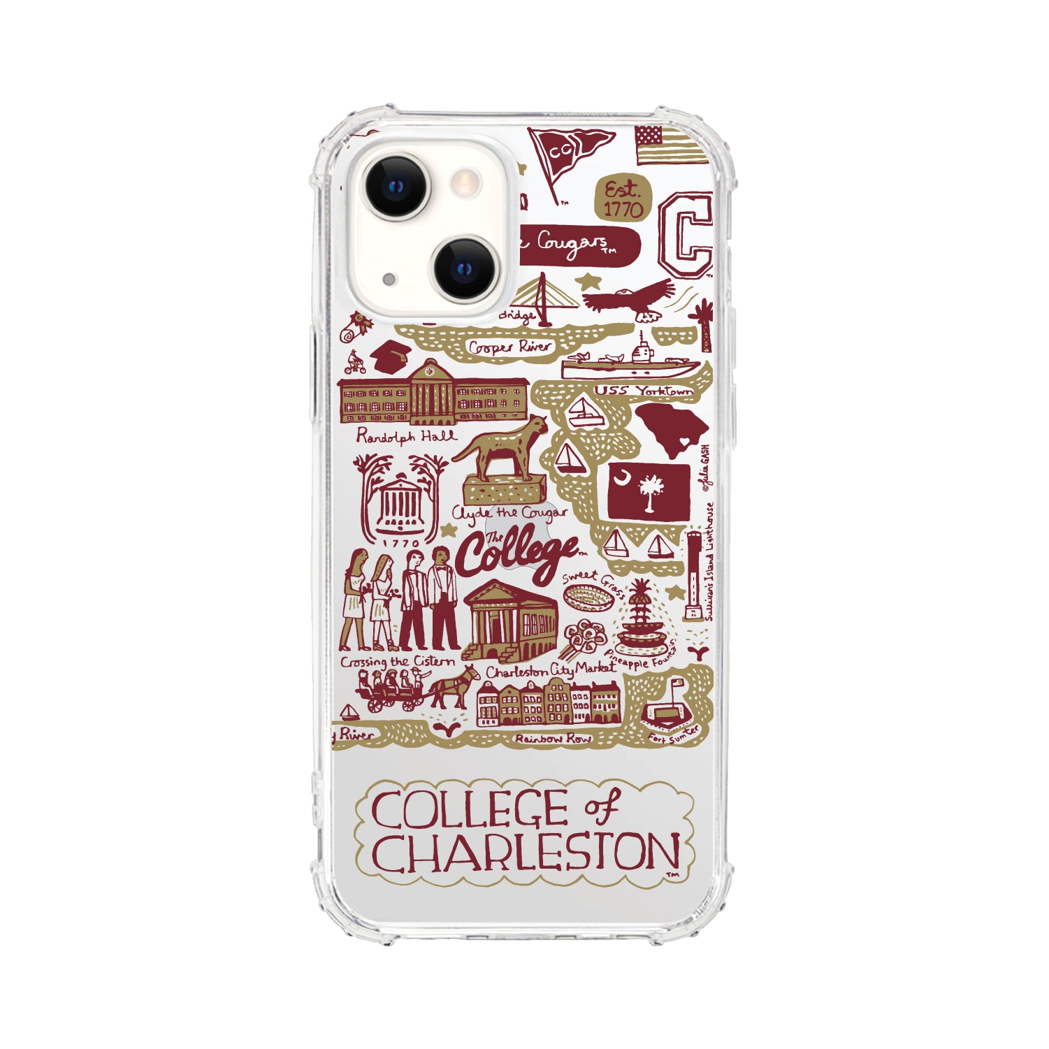 College of Charleston- Clear Tough Edge Phone Case, Julia Gash - iPhone 15 Plus