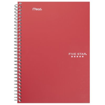 Five Star Wirebound Notebook 5 Subject College Ruled 9 12 x 6 Assorted Colors