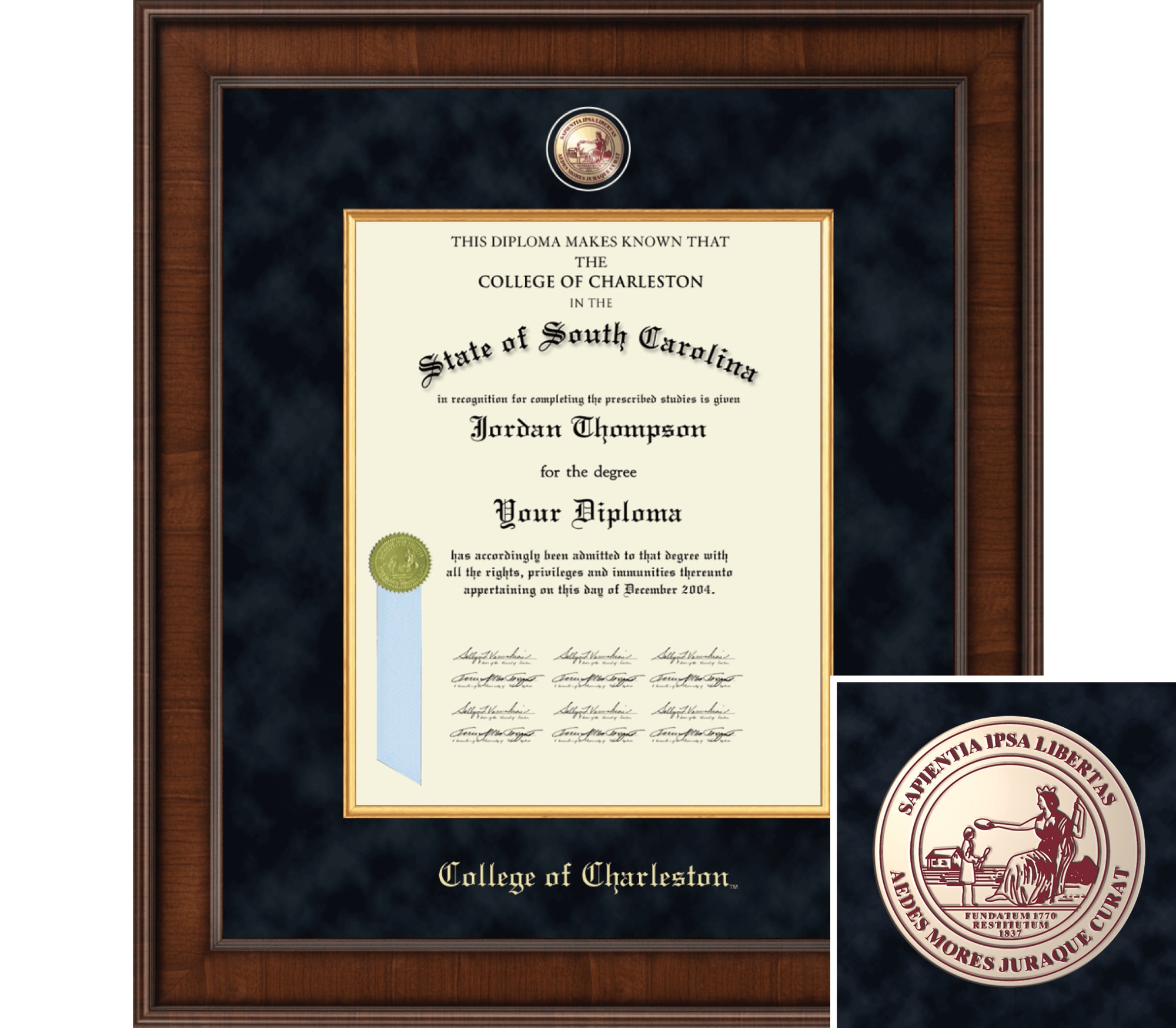 Church Hill Classics 20" x 16" Presidential Walnut Diploma Frame
