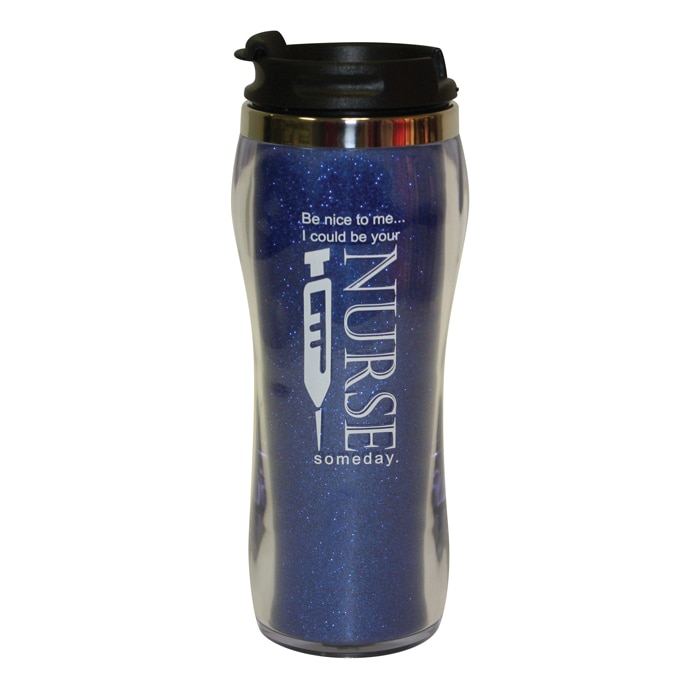 Nurse Glitter Travel Mug Blue