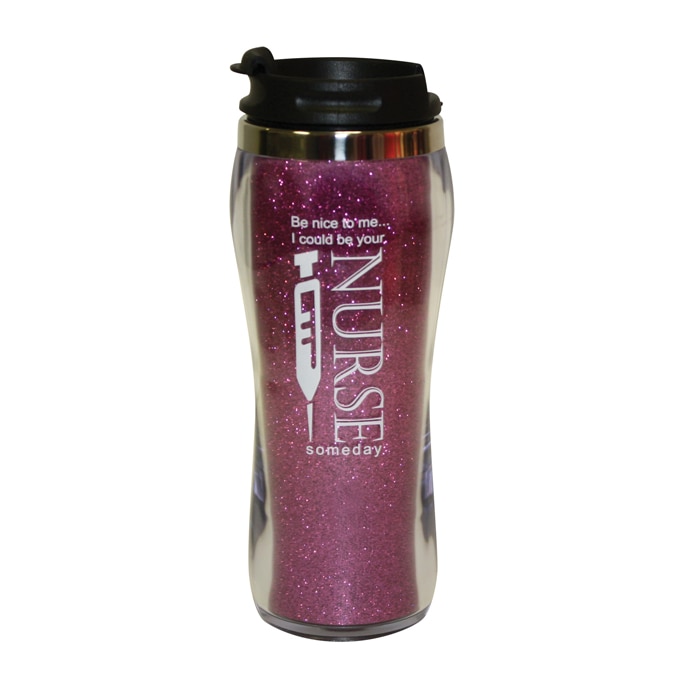 Nurse Glitter Travel Mug Pink