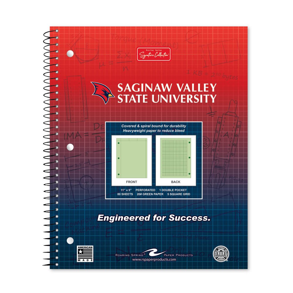 School Spirit Engineering Notebook, Green Tint 20# Paper with 1 Double Pocket