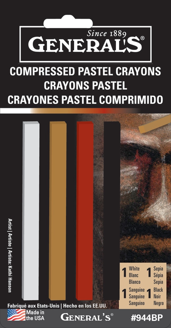 General Pencil Compressed Pastel Chalk Set, 4-Colors, Traditional Colors