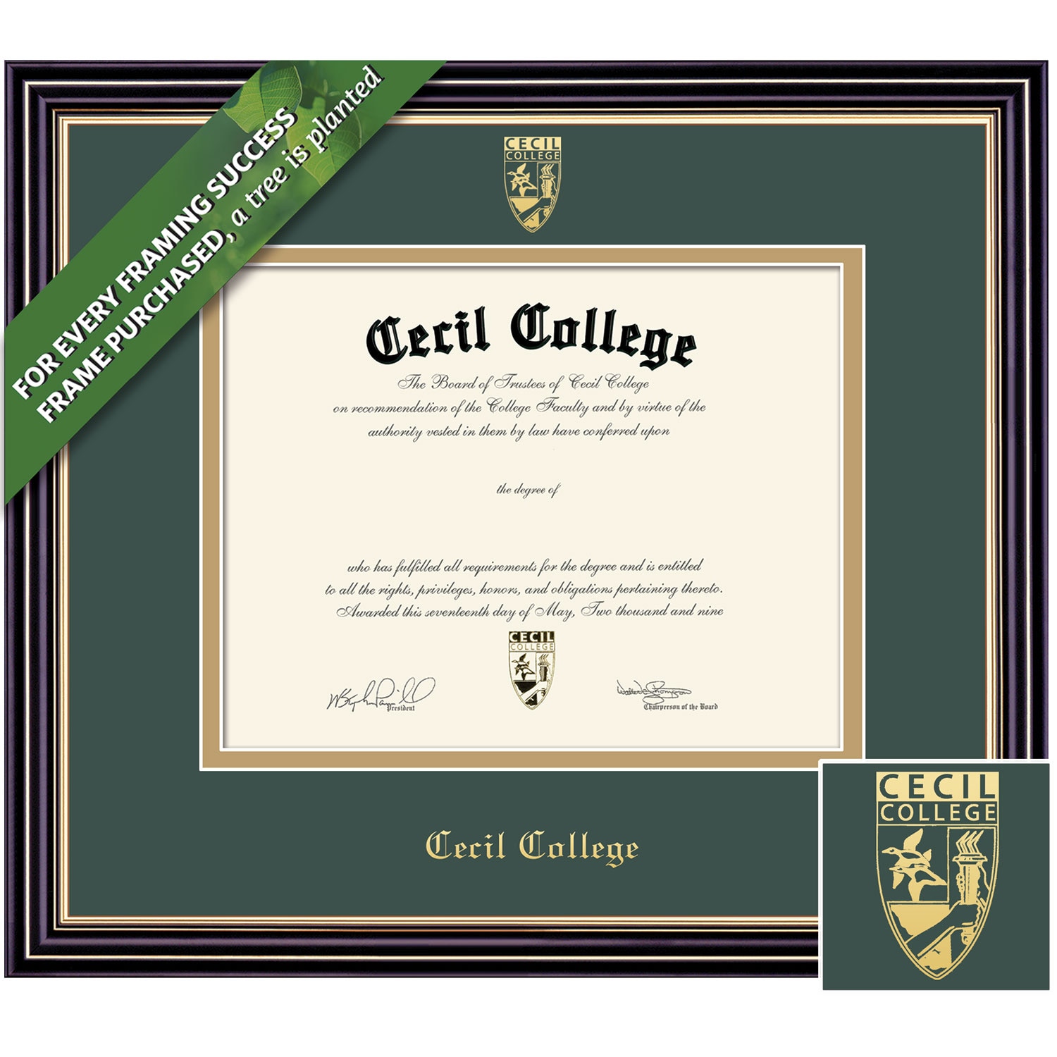 Framing Success 8.5 x 11 Prestige Gold Embossed School Seal Associates Diploma Frame