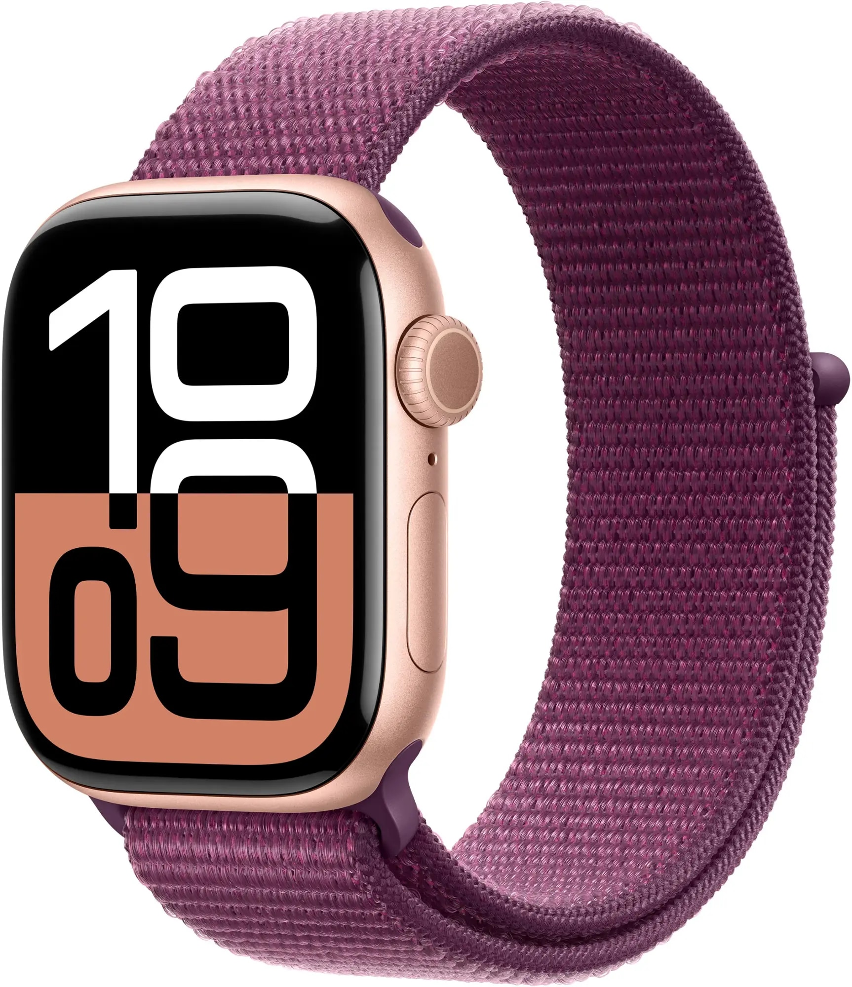 Apple Watch Series 10 GPS + Cellular 42mm Rose Gold Aluminum Case with Plum Sport Loop