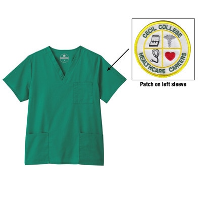 Cecil College Unisex Three Pocket Scrub Top with Cecil Patch