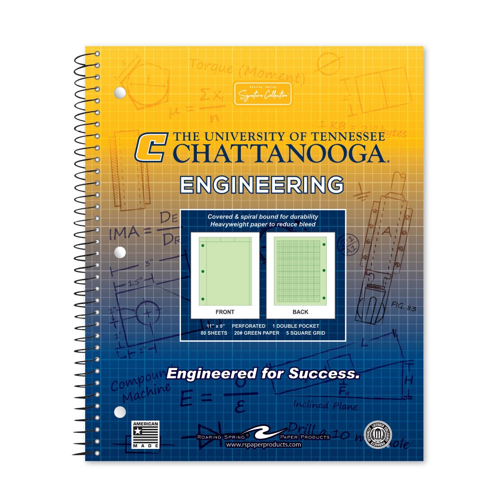 School Spirit Engineering Notebook, Green Tint 20# Paper with 1 Double Pocket