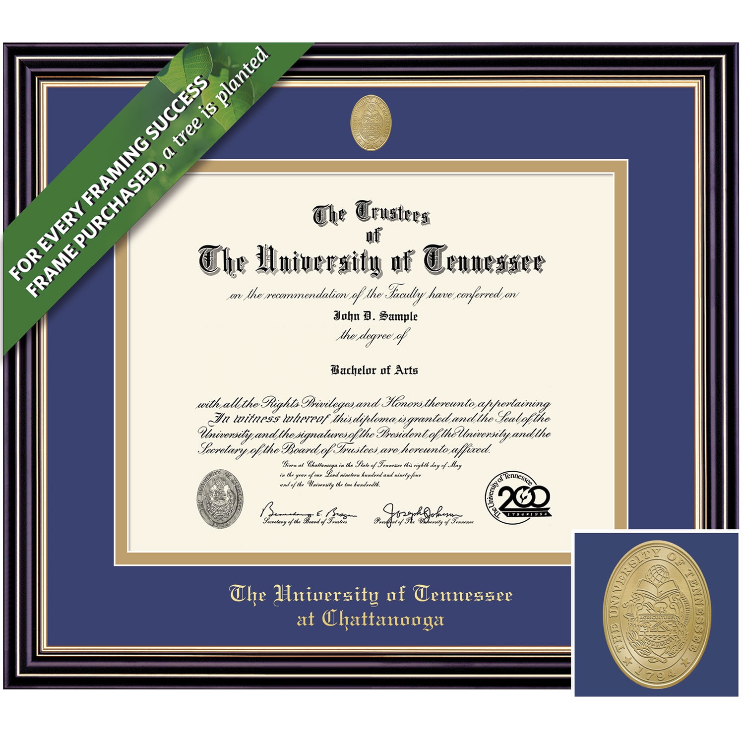 Framing Success 12 x 15 Prestige Gold Medallion Bachelors, Masters Diploma Frame