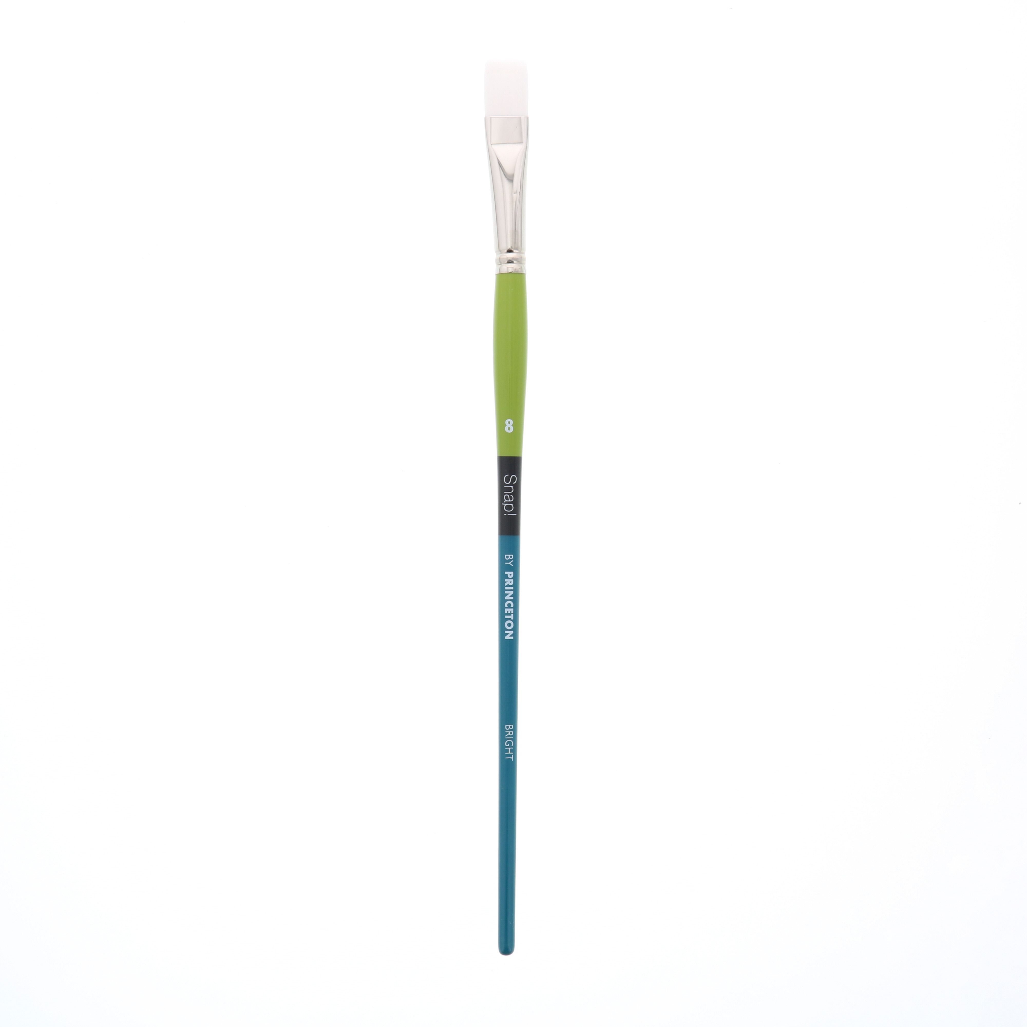 Princeton Brush Snap Long Handle White Synthetic Taklon Brush, Bright, 8