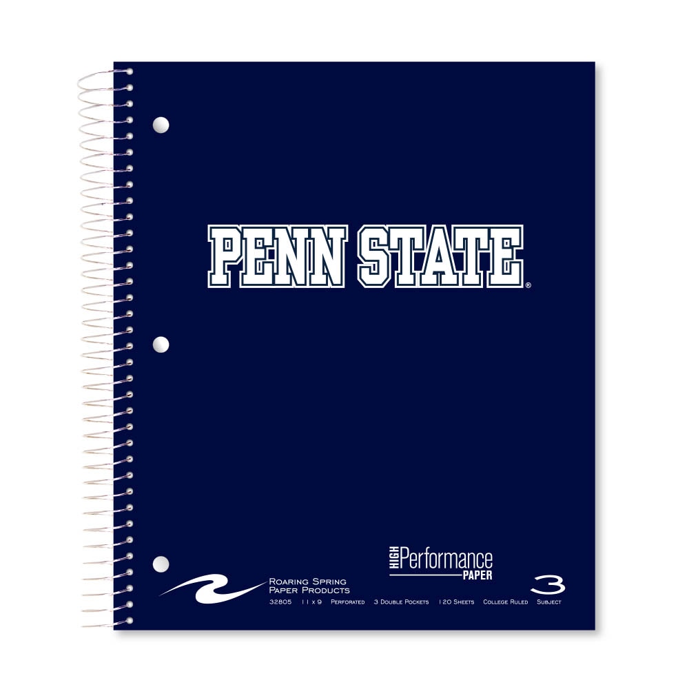 Roaring Premium 3 Subject Notebook, 8.5x11 College Ruled 20lb Paper, Pressboard Foil Cover