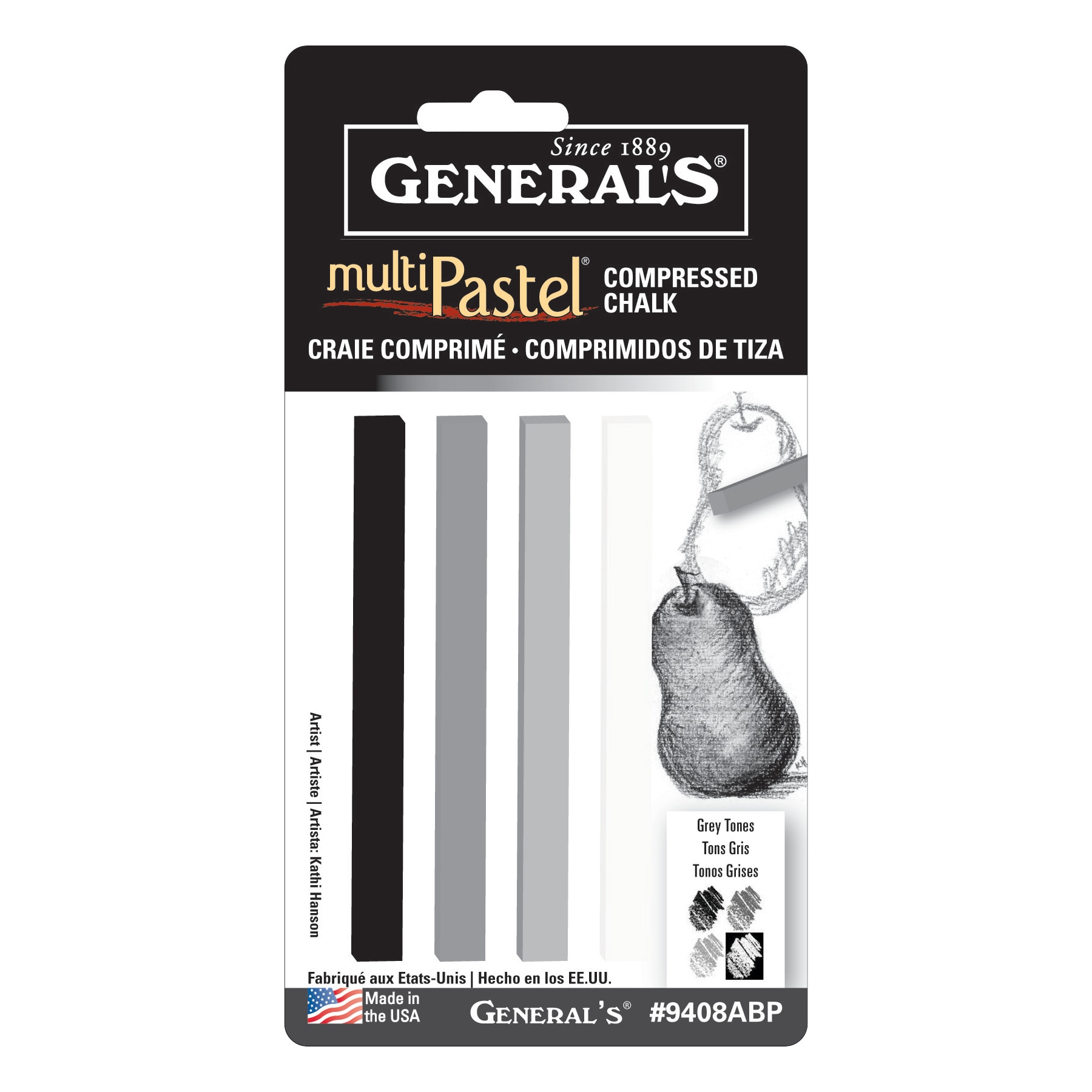 General Pencil Multi Pastel Sticks 4-Color Set, Gray Tones