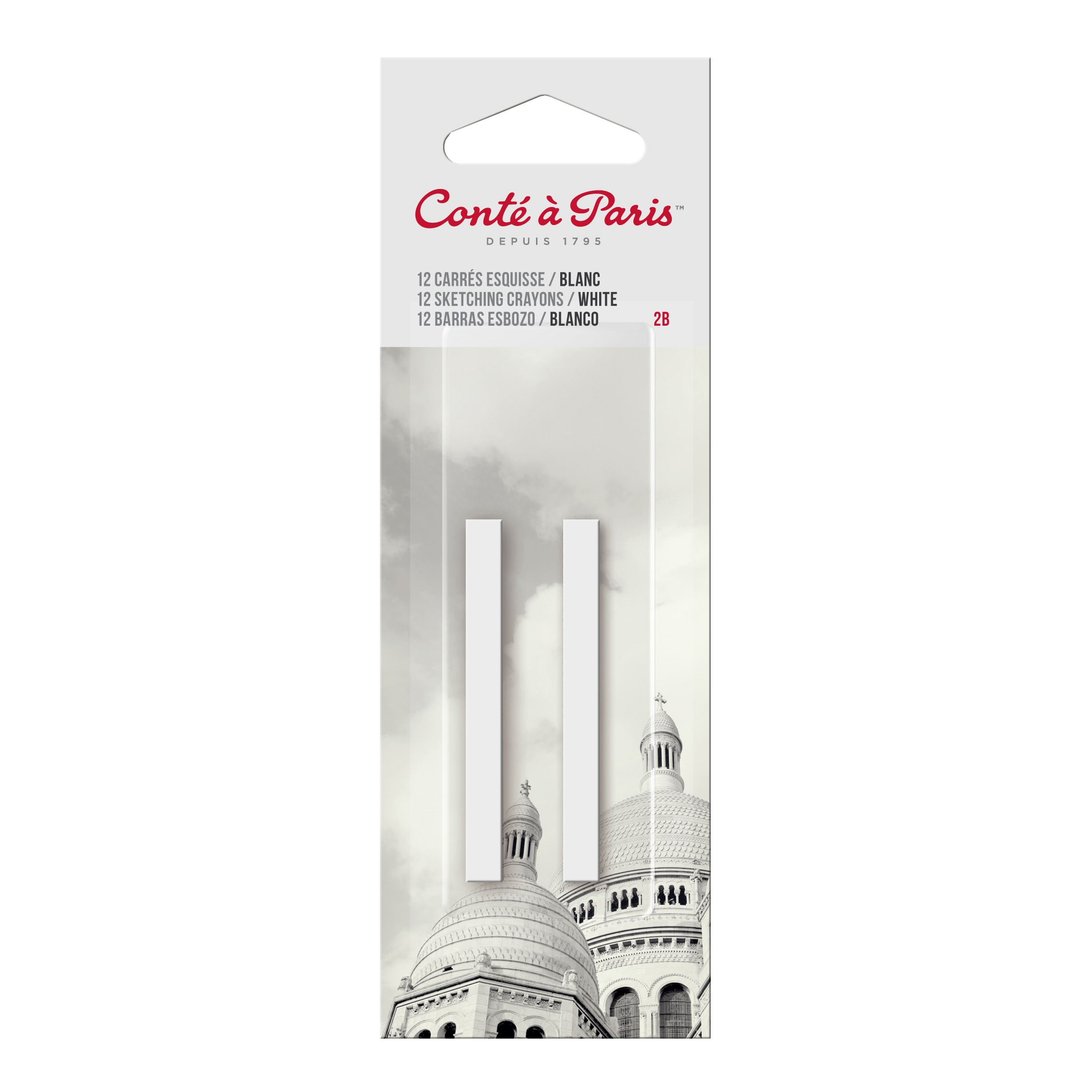 Conte a Paris Sketching Pastel Carres - White 2B Pack of 2