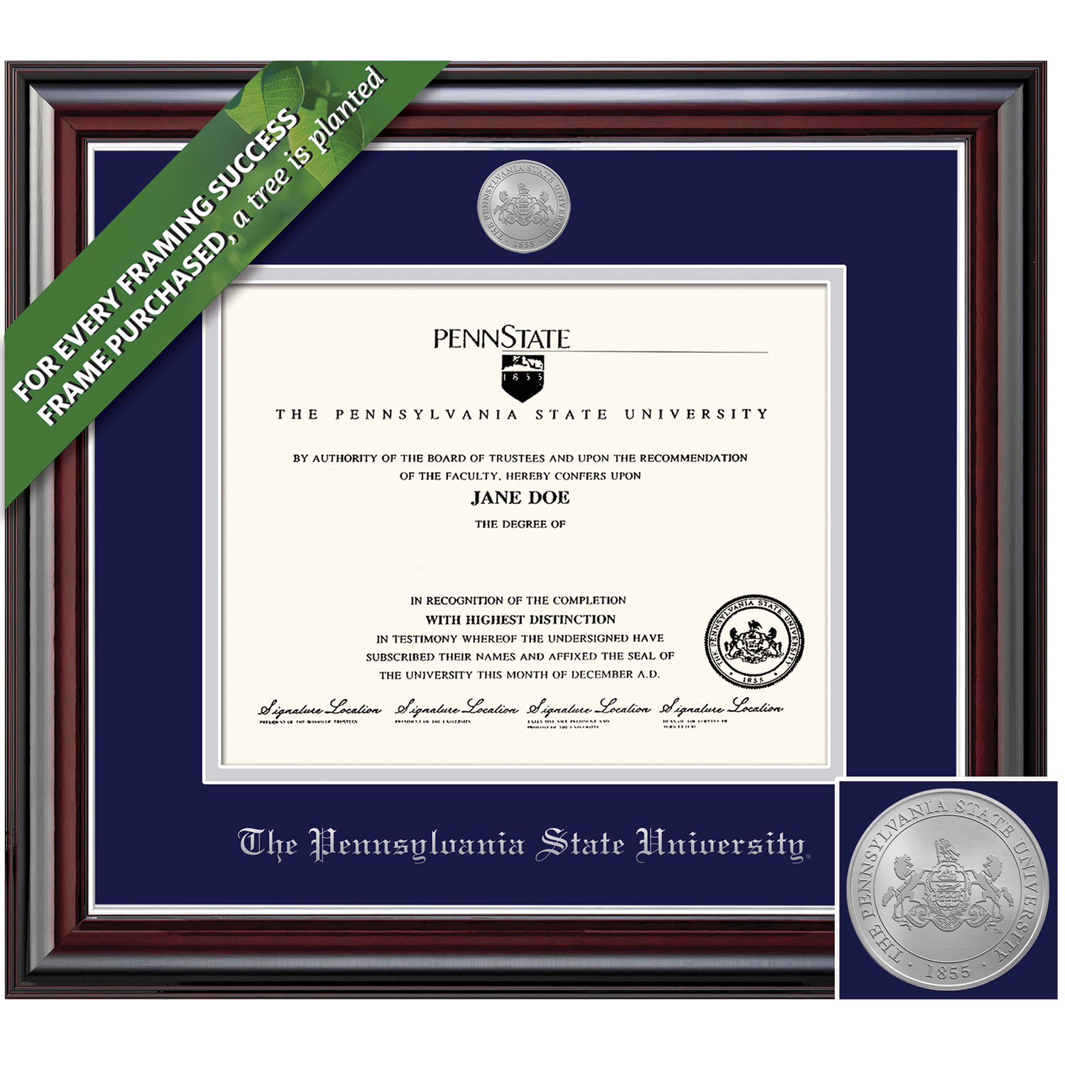 Framing Success 8.5 x 11 Jefferson Silver Medallion Bachelors, Masters Diploma Frame