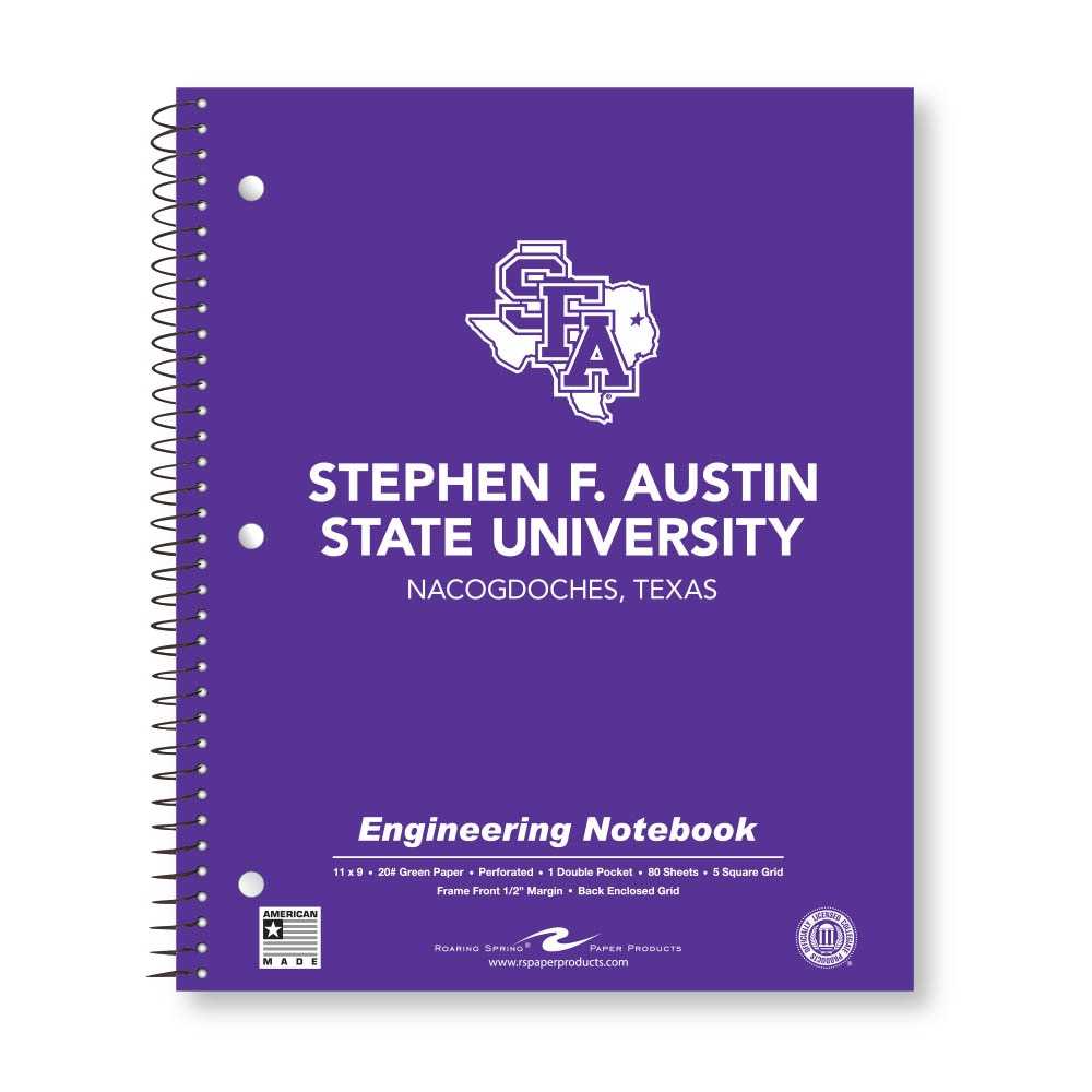 School Spirit Engineering Notebook, Green Tint 20# Paper with 1 Double Pocket