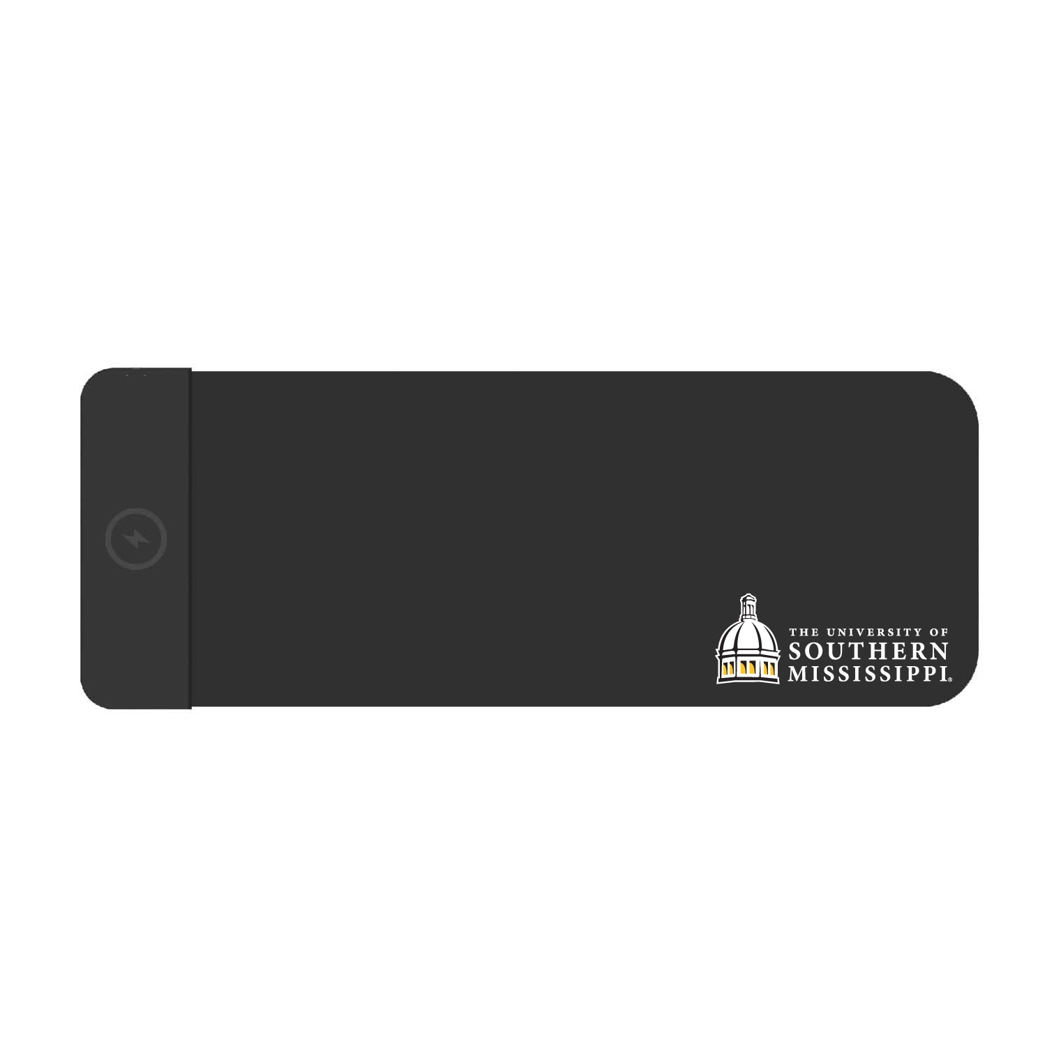 University of Southern Mississippi Cloth Wireless Charging Desk Mat, Black, Classic V1