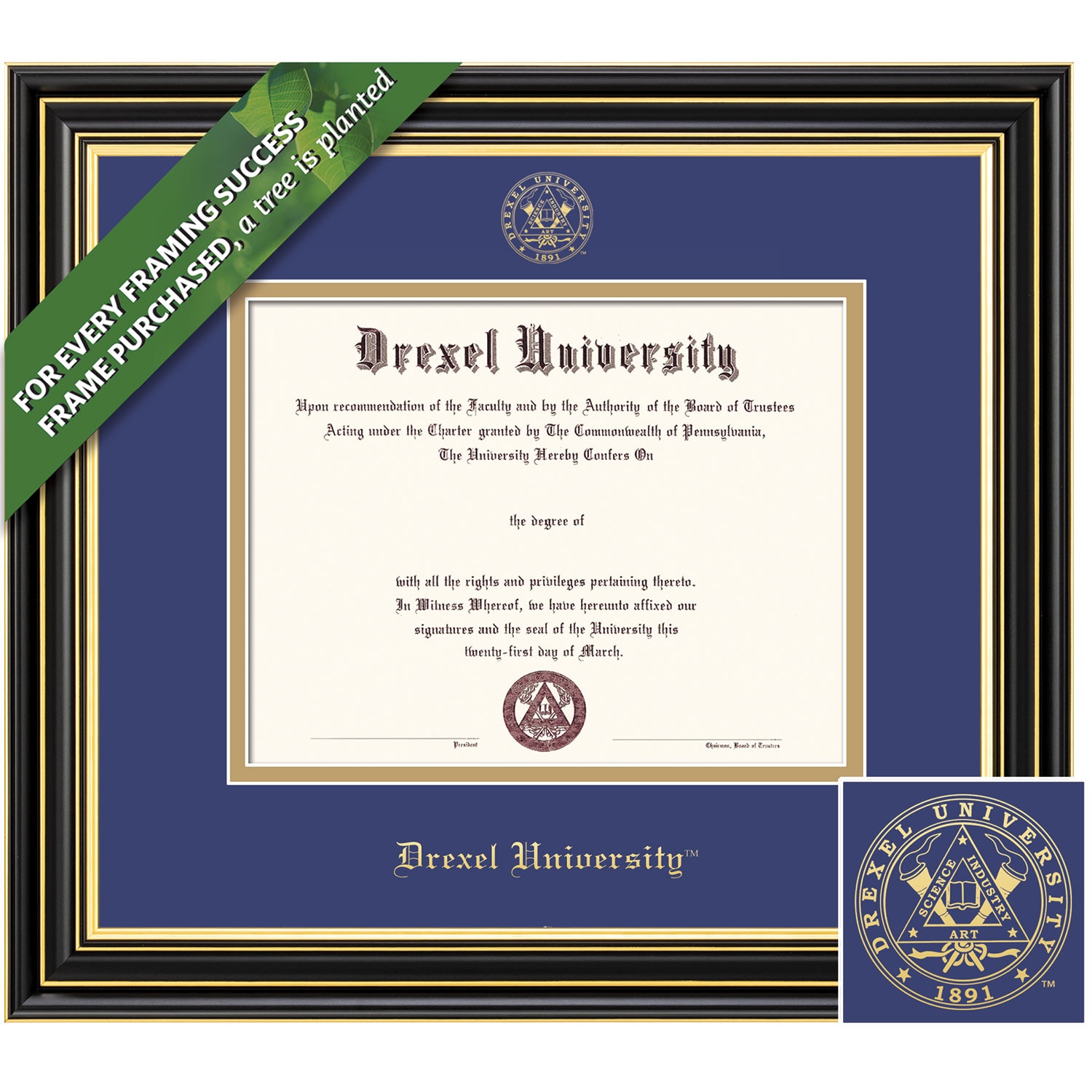 Framing Success 11 x 14 Prestige Gold Embossed School Seal Bachelors, Masters Diploma Frame