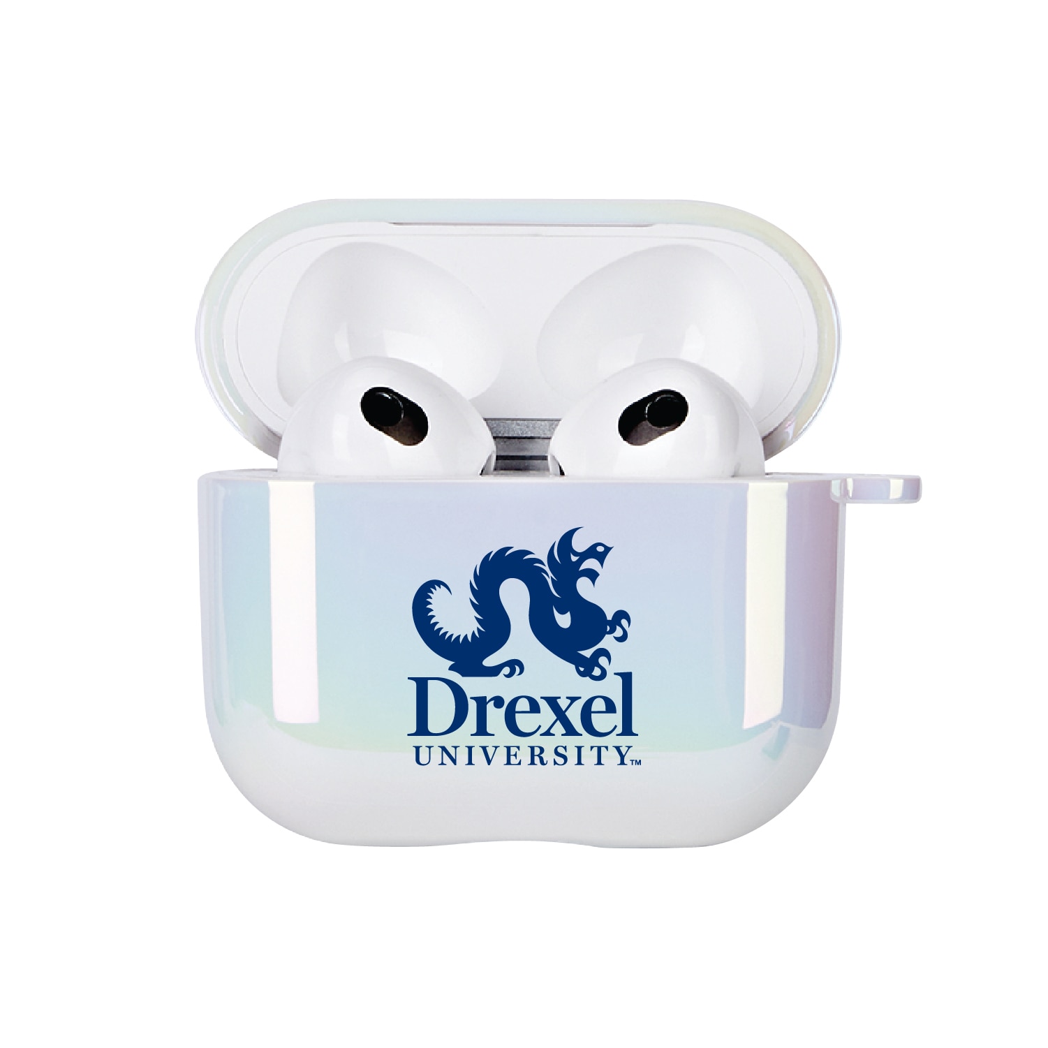 Drexel University - Airpod 3rd Gen Case (TPU), Iridescent White, Classic V1