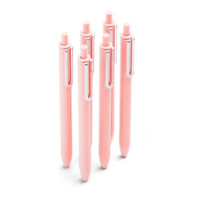 Poppin Blush Retractable Gel Luxe Pens w Black Ink Set of 6