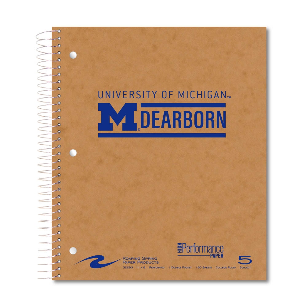 Roaring Premium 5 Subject Notebook, 8.5x11 College Ruled 20lb Paper, Pressboard Foil Cover