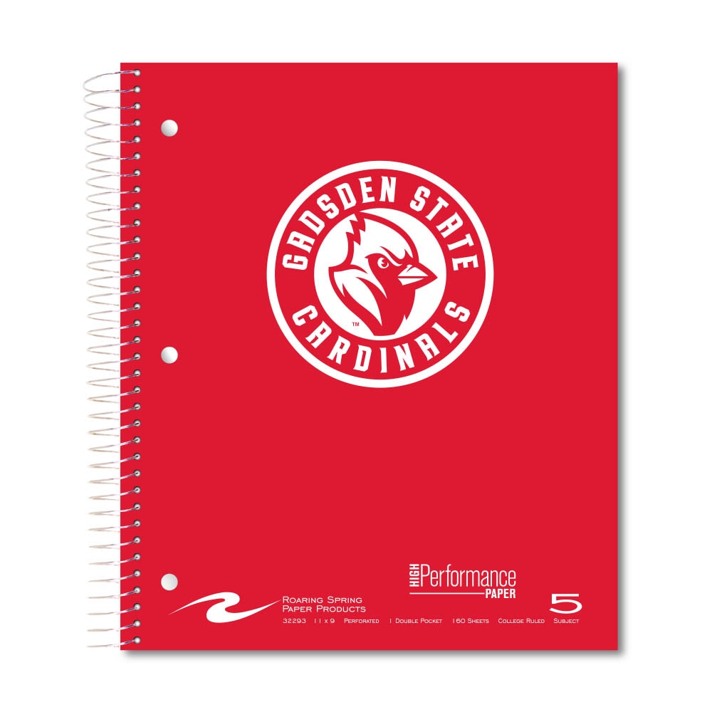 Roaring Premium 5 Subject Notebook, 8.5x11 College Ruled 20lb Paper, Pressboard Foil Cover