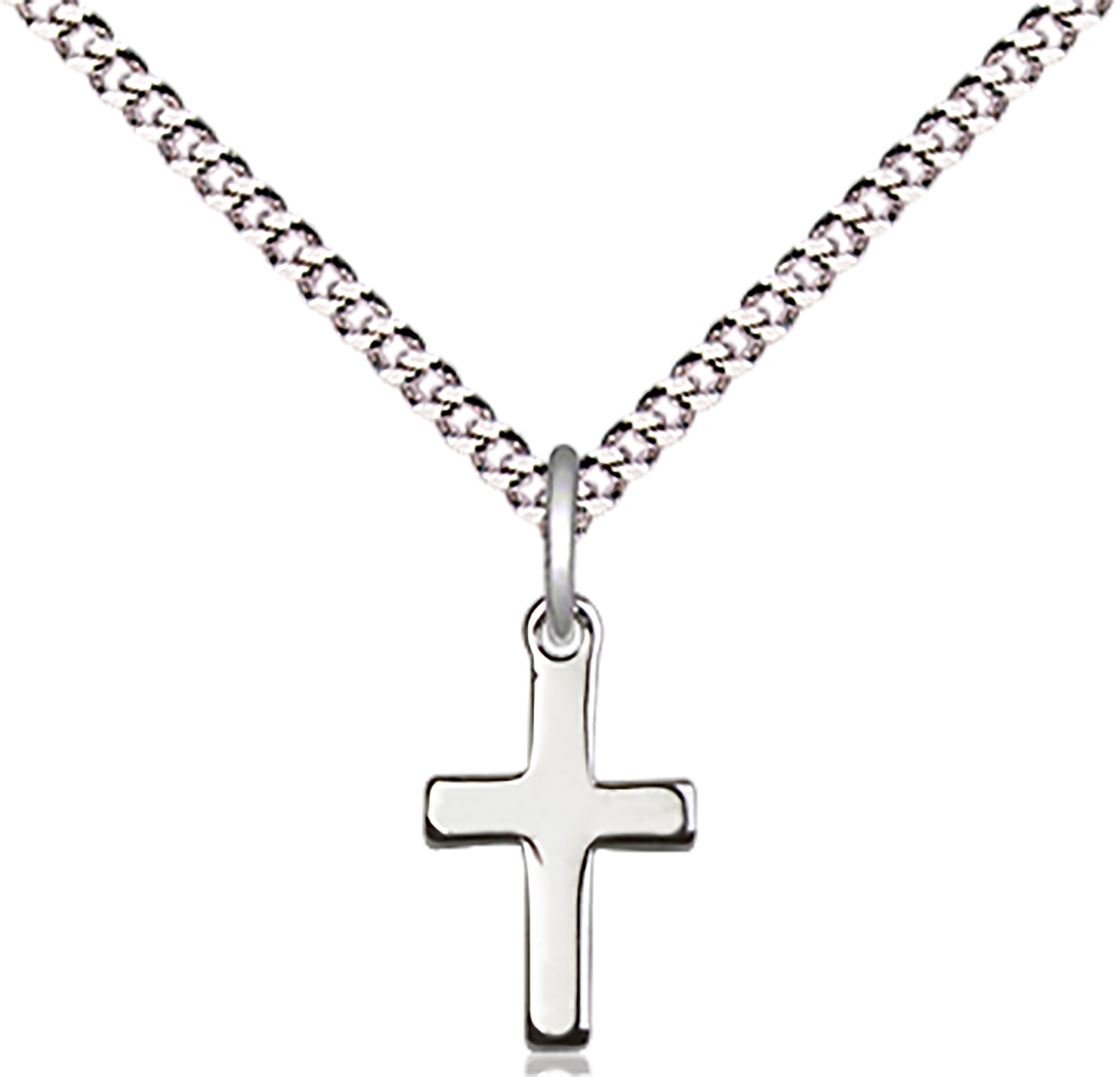 Sterling Silver Cross Pendant on an 18-inch Light Rhodium Light Curb Chain. Handmade in the USA