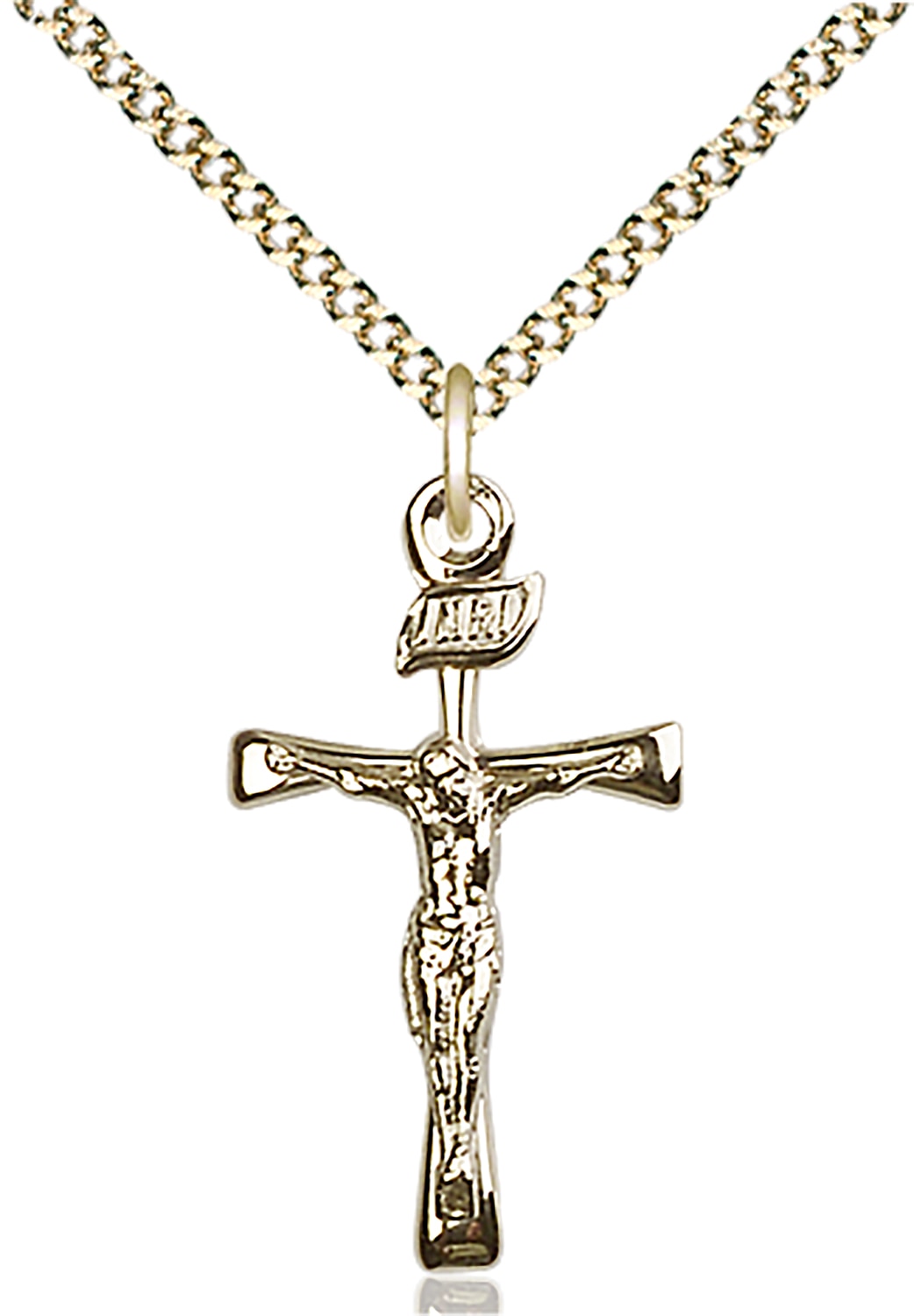 14kt Gold Filled Maltese Crucifix Pendant on an 18-inch Gold Plate Light Curb Chain.  Handmade in the USA