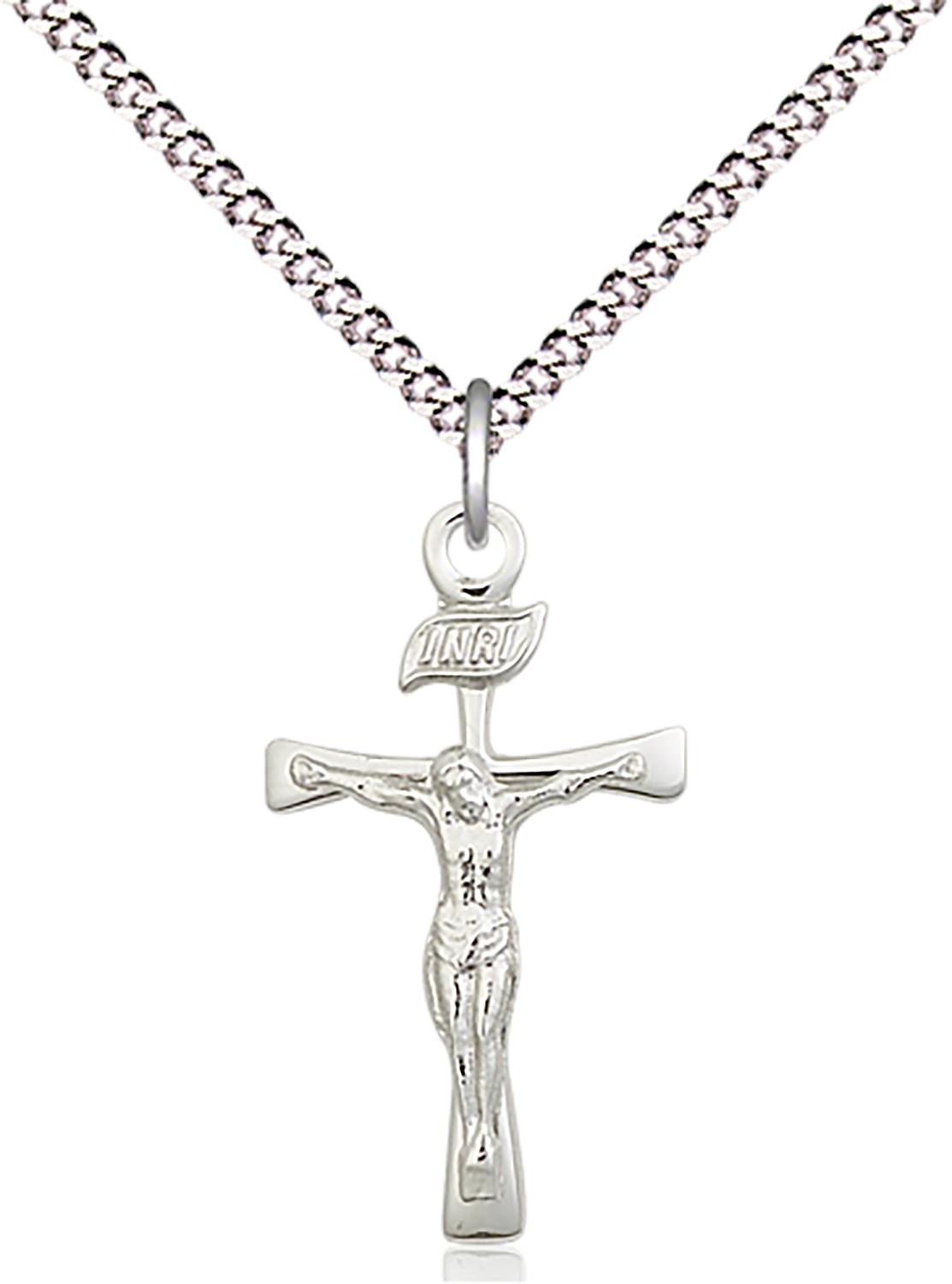 Sterling Silver Maltese Crucifix Pendant on an 18-inch Light Rhodium Light Curb Chain.  Handmade in the USA