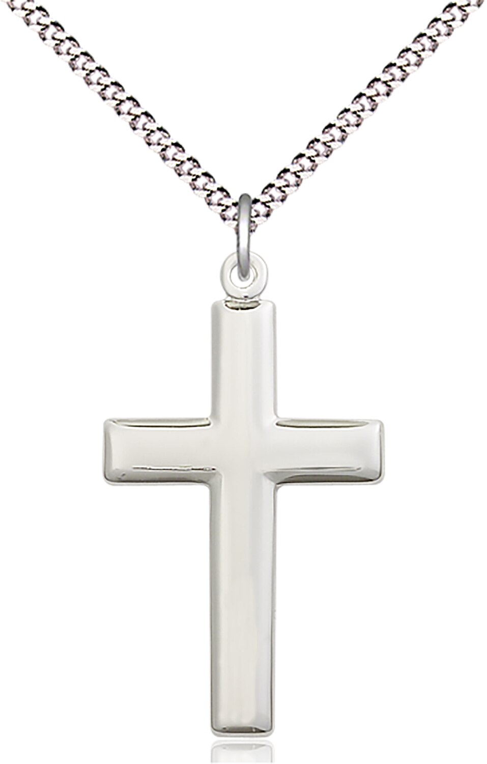 Sterling Silver Cross Pendant on an 18-inch Light Rhodium Light Curb Chain. Handmade in the USA