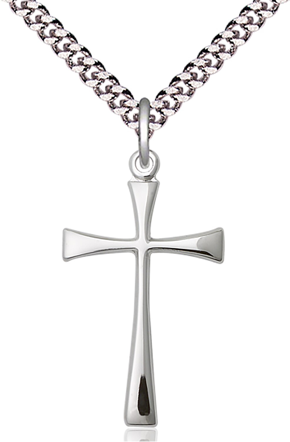 Sterling Silver Maltese Cross Pendant on an 24-inch Light Rhodium Heavy Curb Chain.  Handmade in the USA