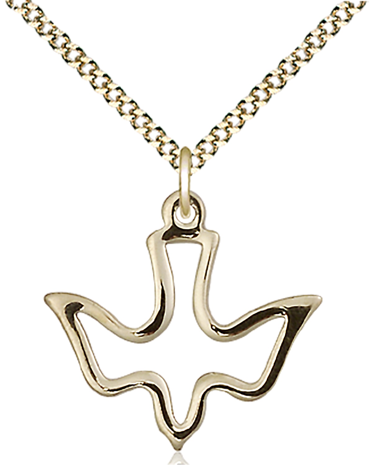 14kt Gold Filled Holy Spirit Pendant on an 18-inch Gold Plate Light Curb Chain. Handmade in the USA