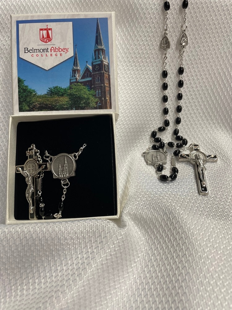Belmont Abbey Custom Rosary Black-Silver