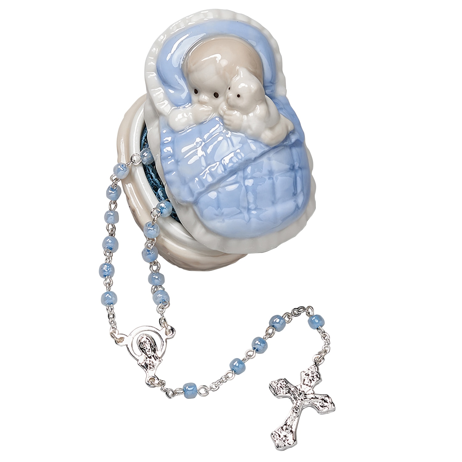 1.5"H Baby Boy Box W/Rosary