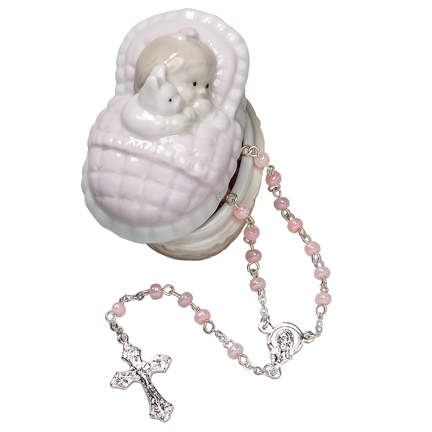 1.5"H Baby Girl Box W/Rosary