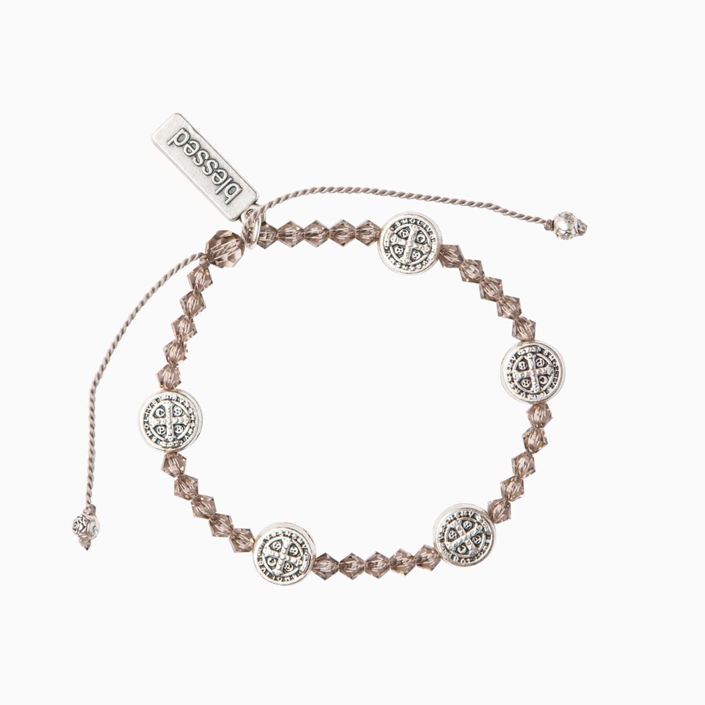 My Saint My Hero Stellar Blessings Light of Dawn Bracelet - Greige - gray crystals/Silver Medals