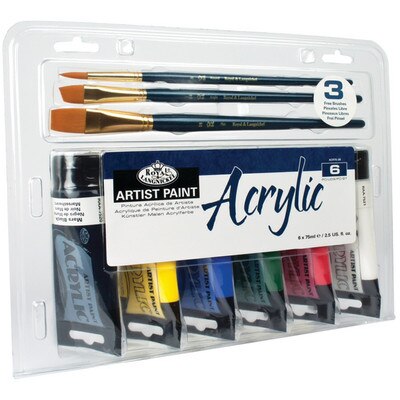 ACRYLIC MULTI PK 6X75ML W/BRSH