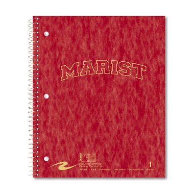 1 sub imprinted notebook.  11x9 College Ruled perfed.  Cover with builtin pocket foil stamped